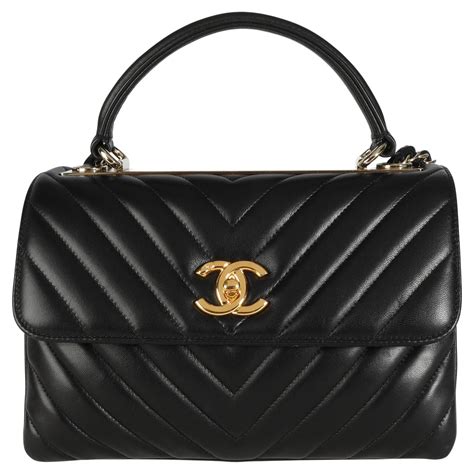 chanel black lambskin chevron